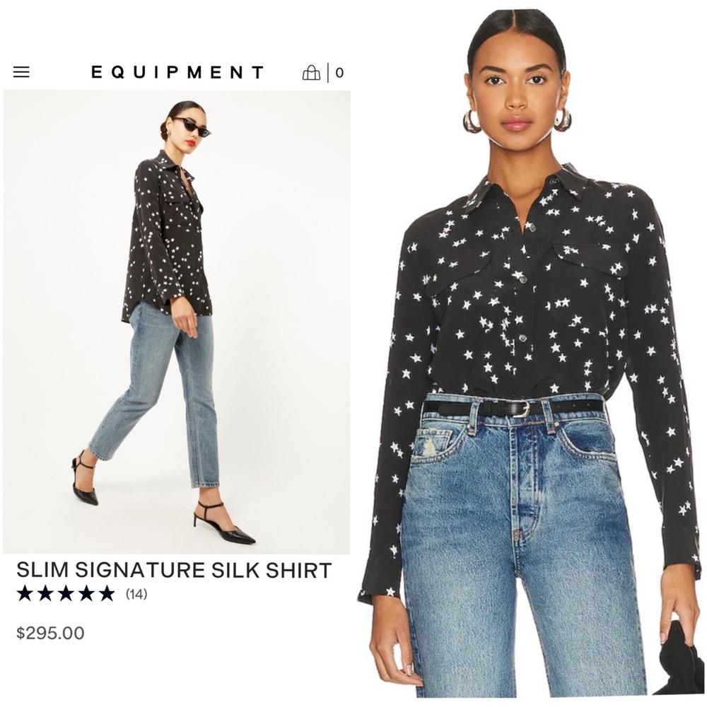 Equipment Black and White Star Button Down Shirt